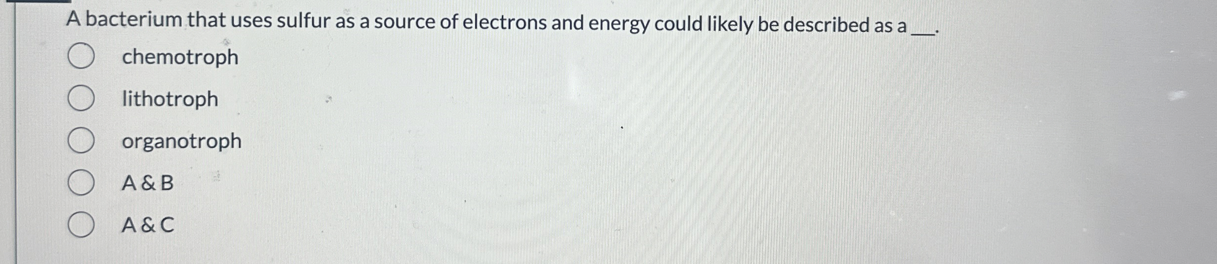 Solved A bacterium that uses sulfur as a source of electrons | Chegg.com