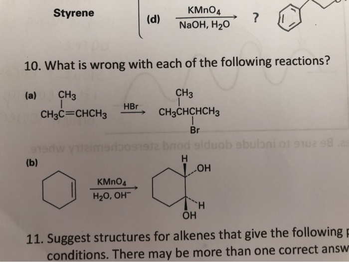 What is wrong with each of the following reactions?CH3(a) CH3 CH3C=CHCH2 .....