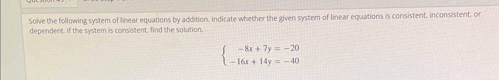 Solved Solve the following system of linear equations by | Chegg.com