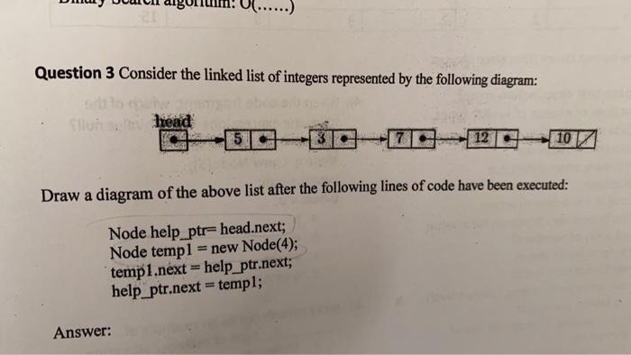 Solved Question 3 Consider the linked list of integers | Chegg.com