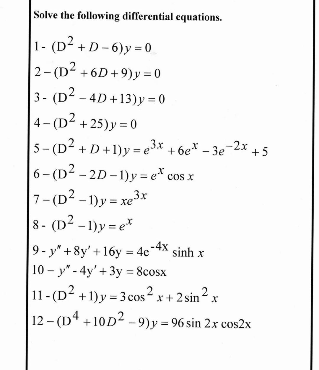 Solved Solve The Following Differential Equations 2x 5 Chegg Com