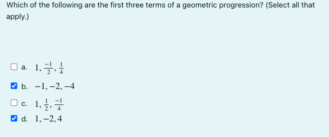 Solved Which of the following are the first three terms of a | Chegg.com