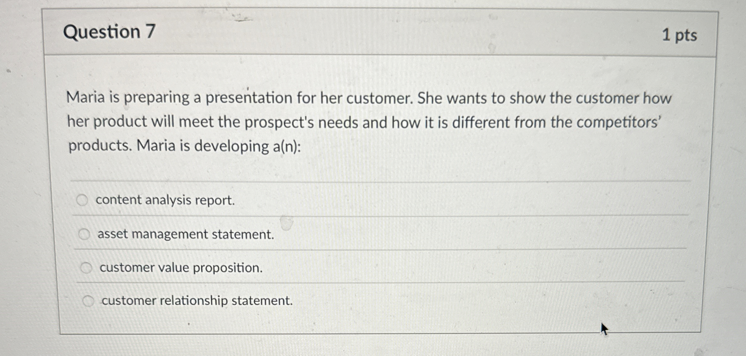 Solved Question 7Maria is preparing a presentation for her | Chegg.com