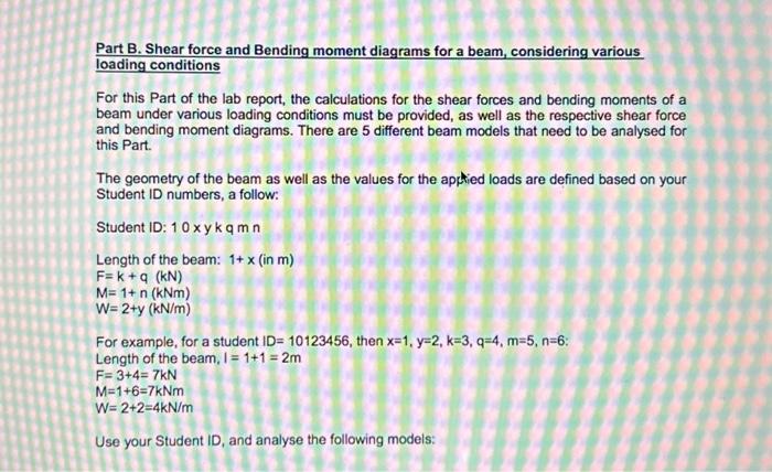 Solved Part B. Shear force and Bending moment diagrams for a | Chegg.com