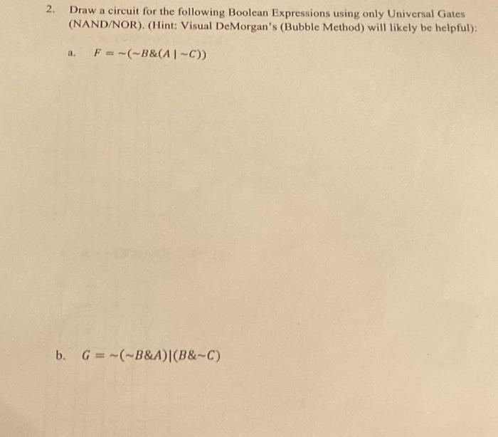 Solved 2. Draw a circuit for the following Boolean | Chegg.com