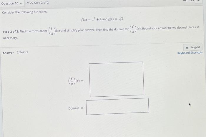 Solved Consider The Following Functions F X X3 4 And