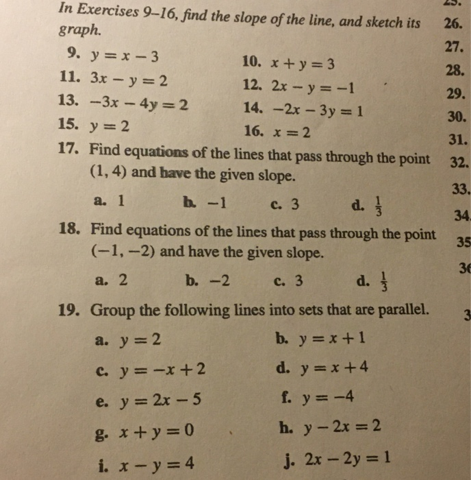 In Exercises 9 16 Find The Slope Of The Line And Chegg Com