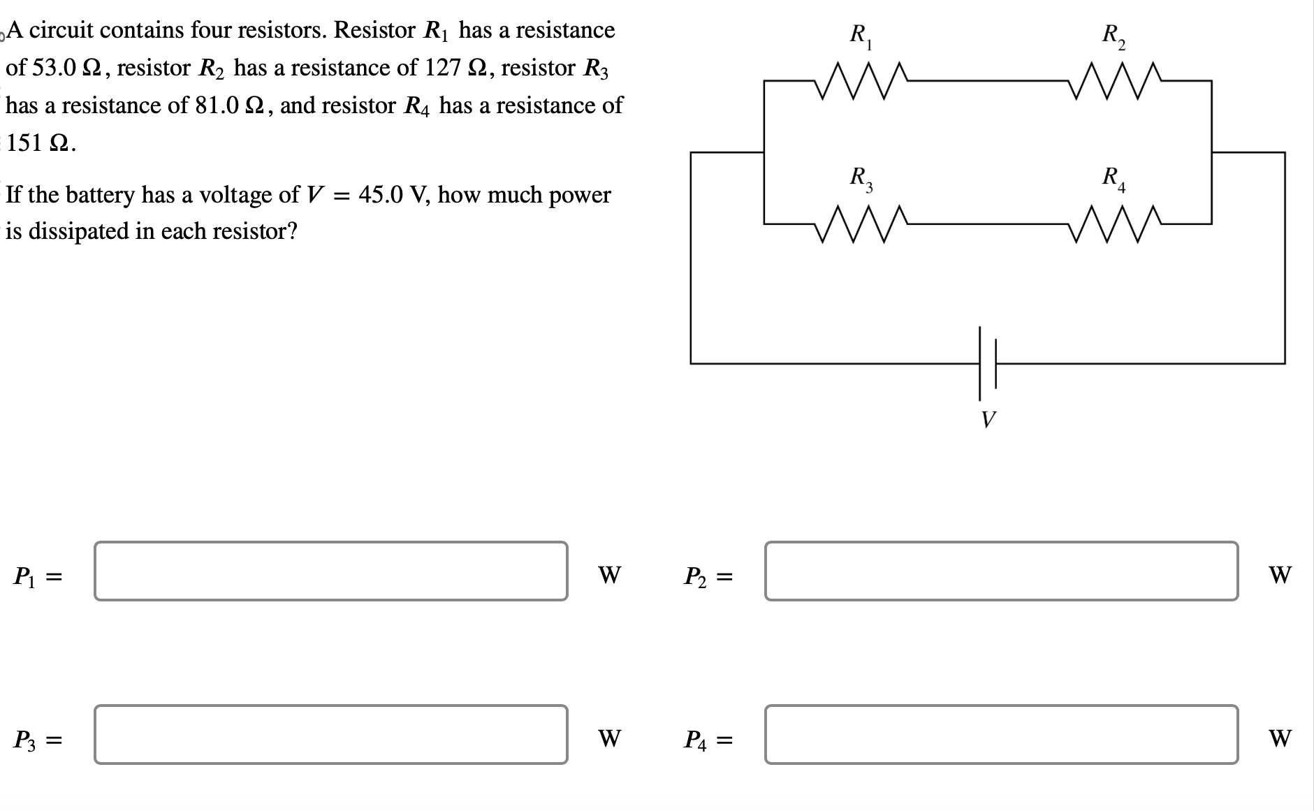 Solved A circuit contains four resistors. Resistor R1 ﻿has a | Chegg.com