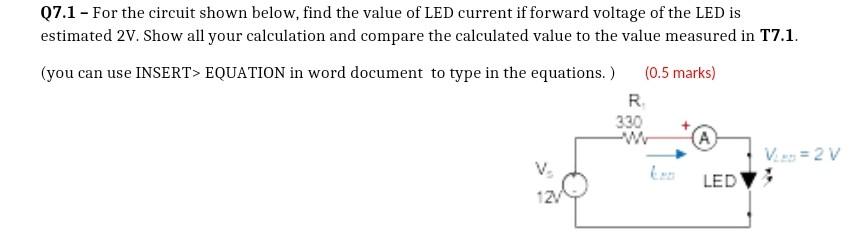 Solved Q7.1 - For the circuit shown below, find the value of | Chegg.com