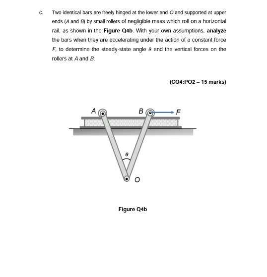 Solved c. Two identical bars are freely hinged at the lower | Chegg.com