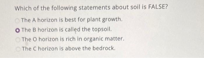 Solved Which of the following statements about soil is | Chegg.com