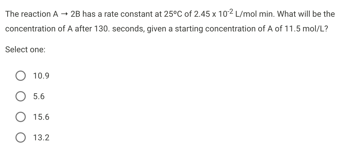 Solved The reaction A→2B has a rate constant at 25°C of | Chegg.com