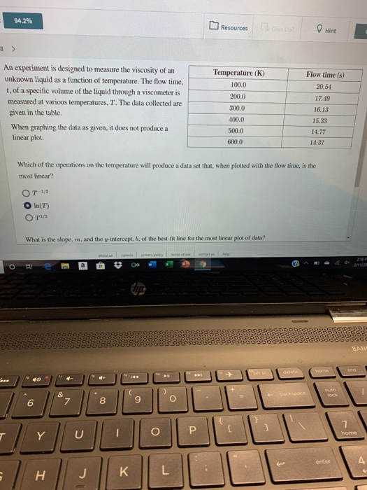 Solved 94.2% Resources Hint An experiment is designed to | Chegg.com