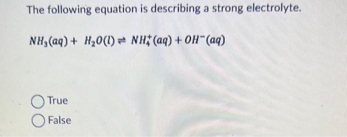 Solved The following equation is describing a strong | Chegg.com