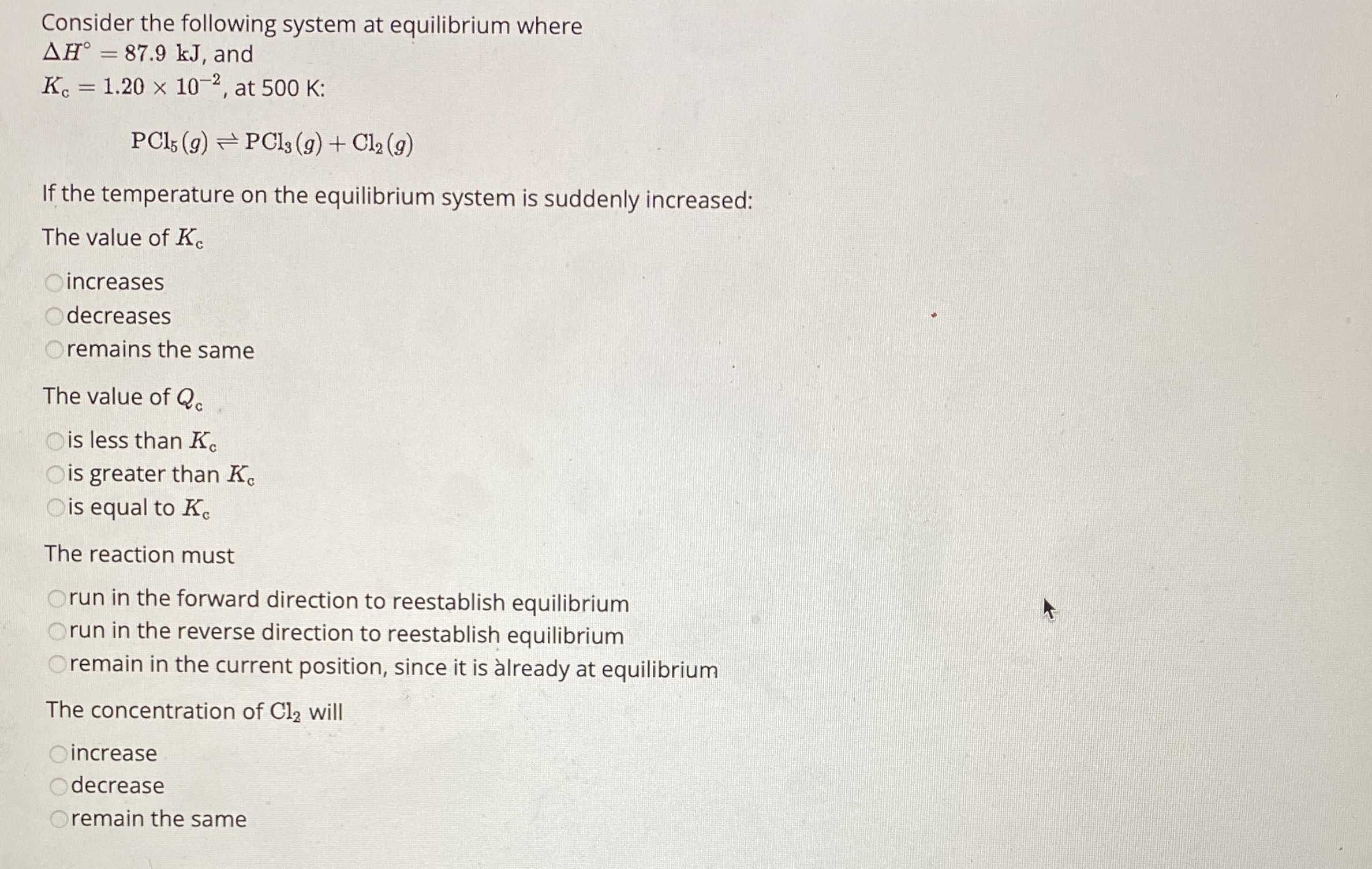 Solved Consider the following system at equilibrium | Chegg.com