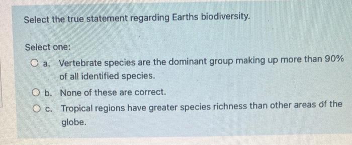 Solved Select the true statement regarding Earths | Chegg.com