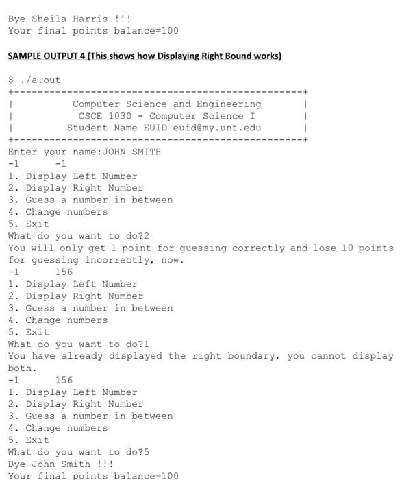 Solved SAMPLE OUTPUT 5 (This shows how Guessing a number | Chegg.com