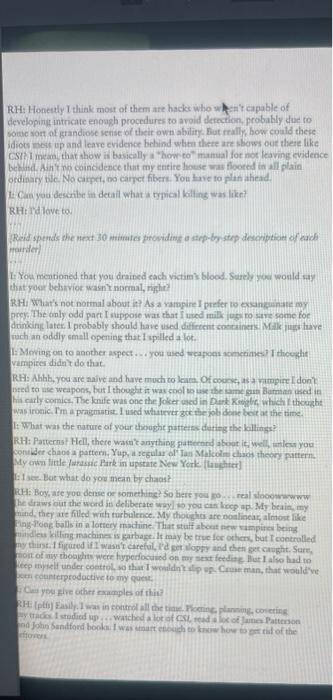 Solved Excerpt of Interview Transcript INTERVIEWER (I): | Chegg.com