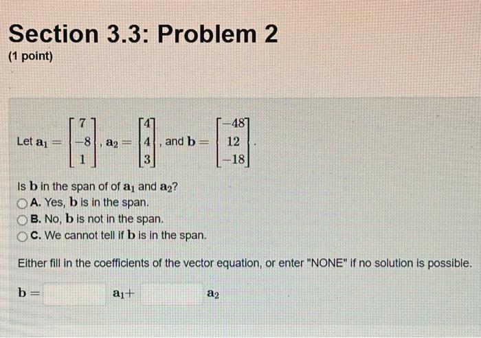 Solved Section 3.3: Problem 1 (1 point) Let | Chegg.com