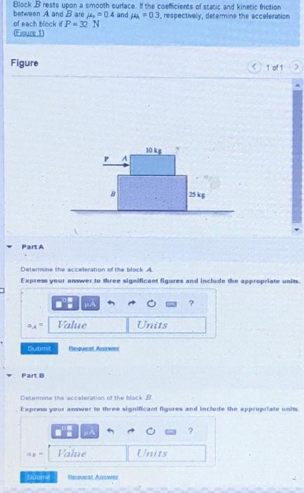 Solved Block B Rests Upon A Smooth Surface. If The | Chegg.com