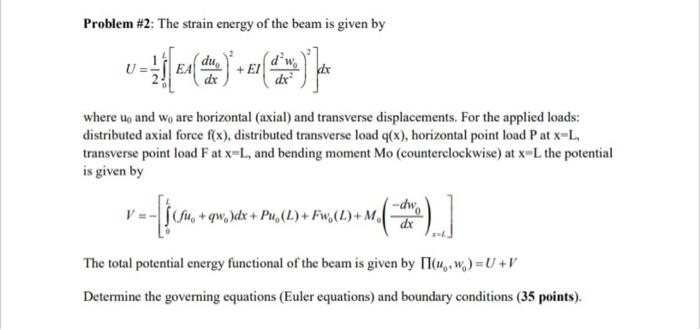 Problem #2: The Strain Energy Of The Beam Is Given By | Chegg.com