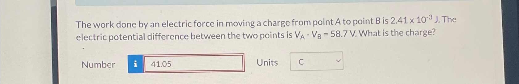 Solved The work done by an electric force in moving a charge | Chegg.com