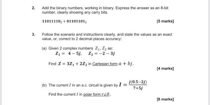 Solved 2. Add the binary numbers, working in binary. Express | Chegg.com