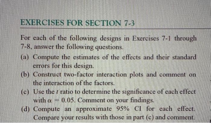 EXERCISES FOR SECTION 7−3 For each of the following | Chegg.com