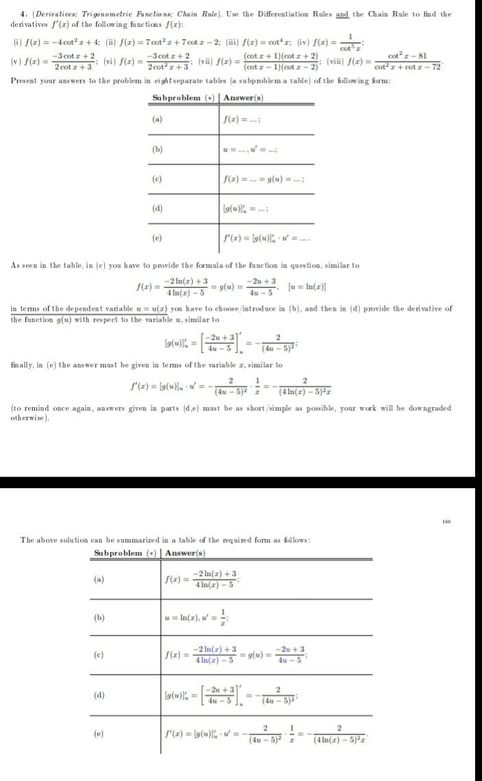 Solved 4 Derivatives Trigonometric Functions Chain 2711