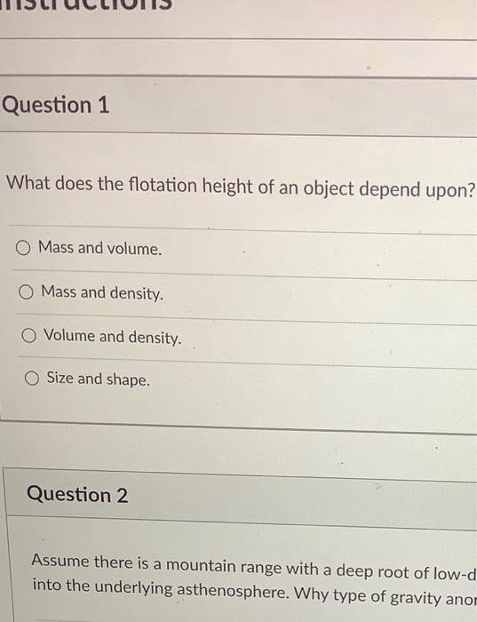 Solved Question 1 What does the flotation height of an
