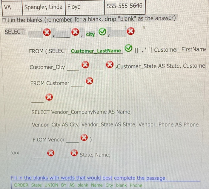 Solved Va Spangler Linda Floyd 555 555 5646 Fill In The Chegg Com