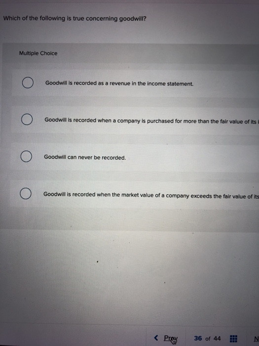 Solved Which of the following is true concerning goodwill?