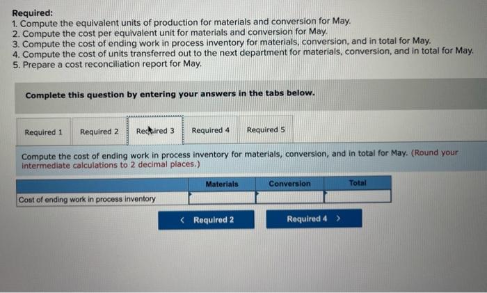 Solved Required: 1. Compute the equivalent units of | Chegg.com