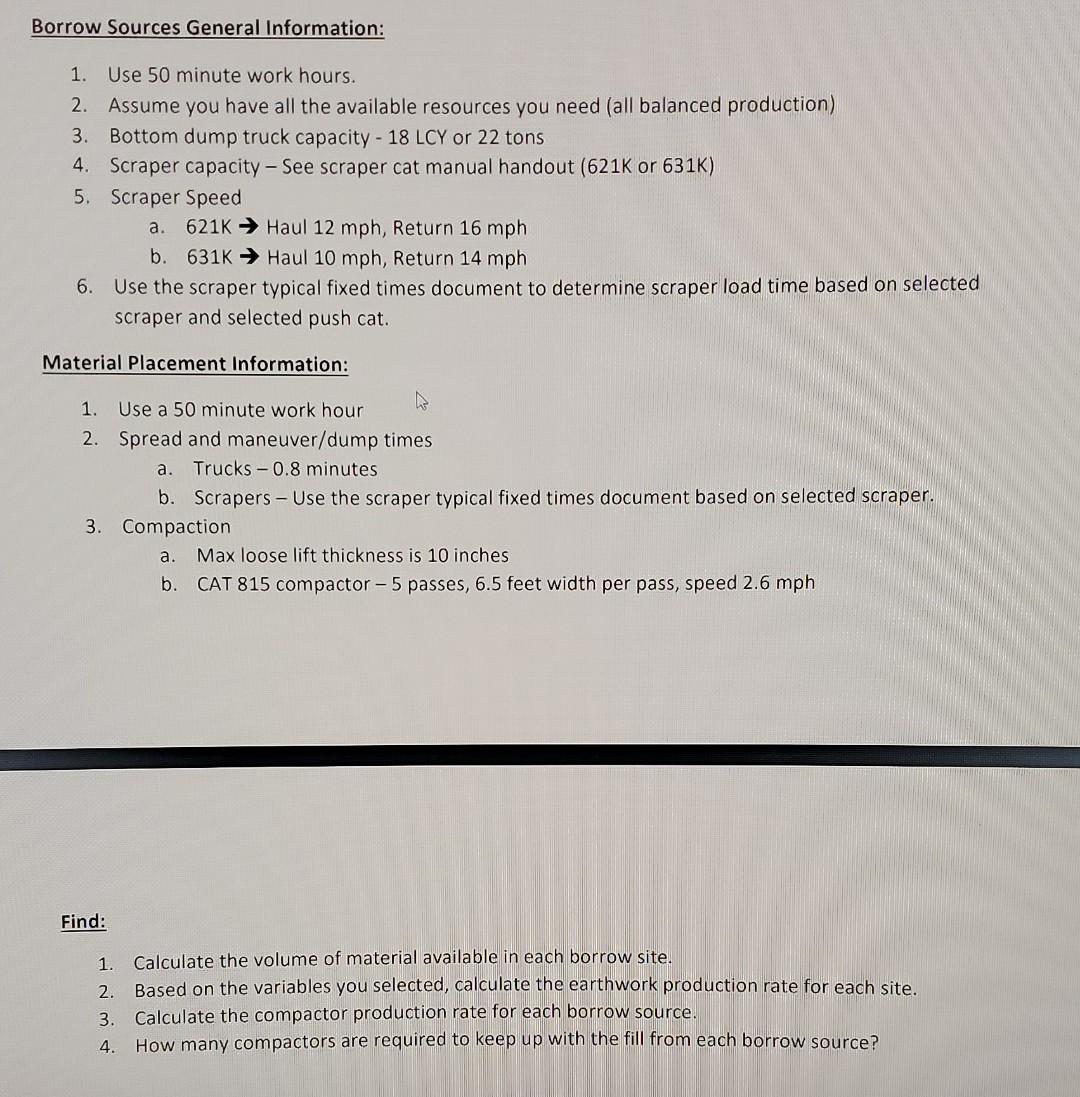 Solved Borrow Source #3 Borrow source #3 is located five (5) | Chegg.com