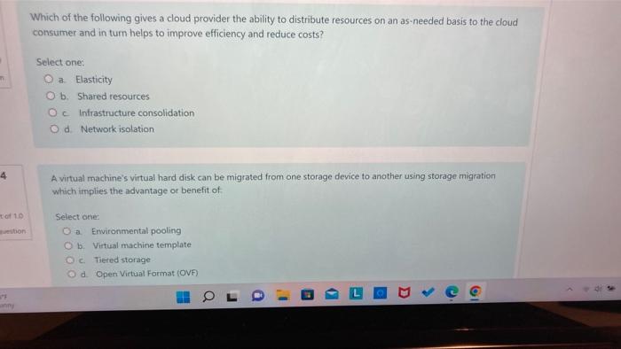 Solved Which of the following gives a cloud provider the | Chegg.com