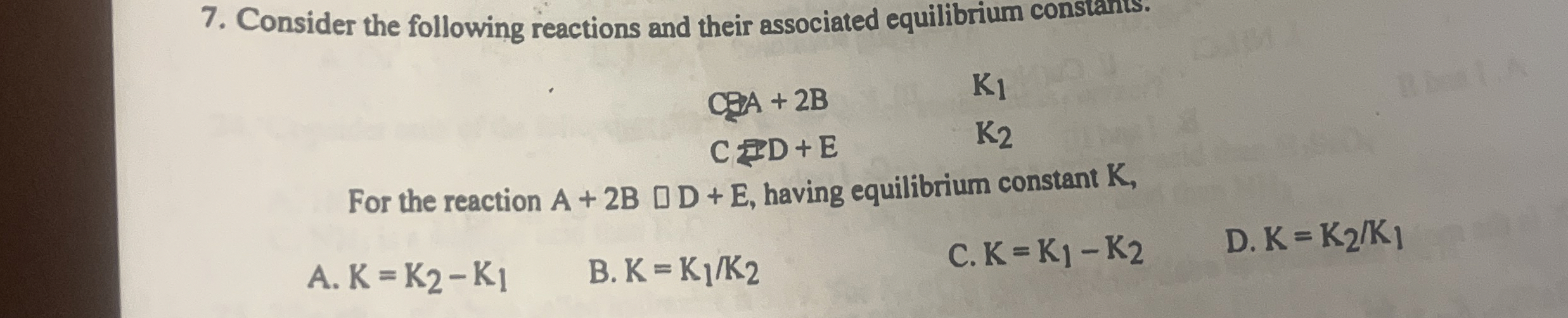 Solved Consider the following reactions and their associated | Chegg.com