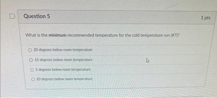 Solved What is the minimum recommended temperature for the | Chegg.com