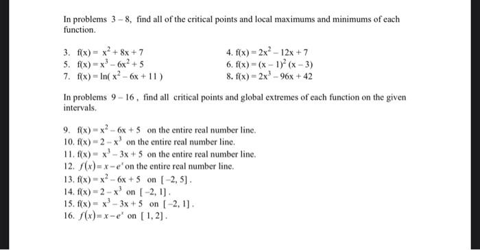 Solved In problems 3−8, find all of the critical points and | Chegg.com