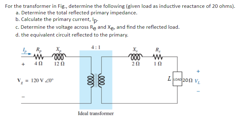 For the transformer in Fig., determine the following | Chegg.com