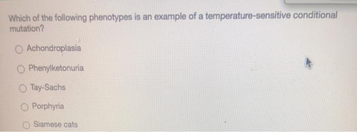 Solved Which of the following phenotypes is an example of a | Chegg.com