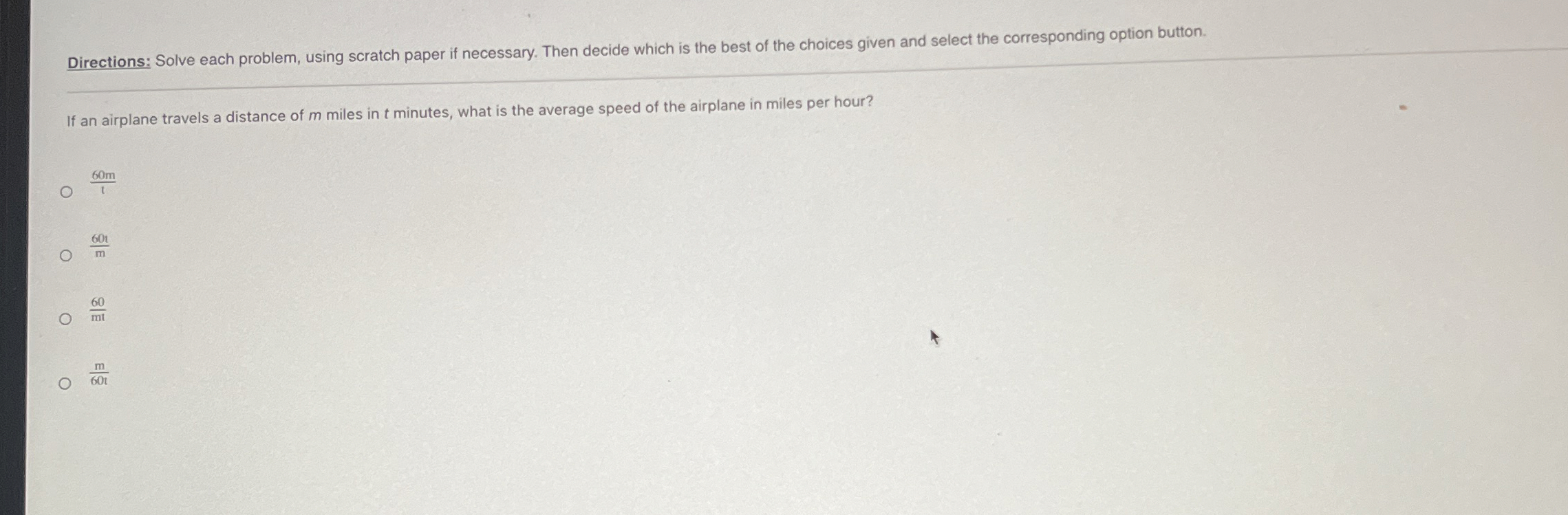 Solved Directions: Solve each problem, using scratch paper | Chegg.com