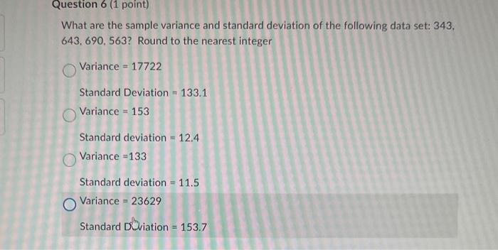 Solved What are the sample variance and standard deviation | Chegg.com