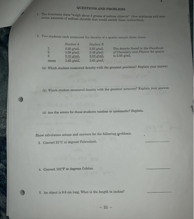 SECTION DATE REPORT FOR EXPERIMENT 2 INSTRUCTOR | Chegg.com