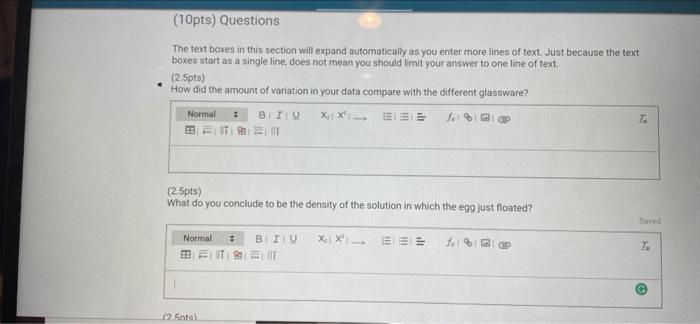 Solved (10pts) Questions The text boxes in this section will | Chegg.com