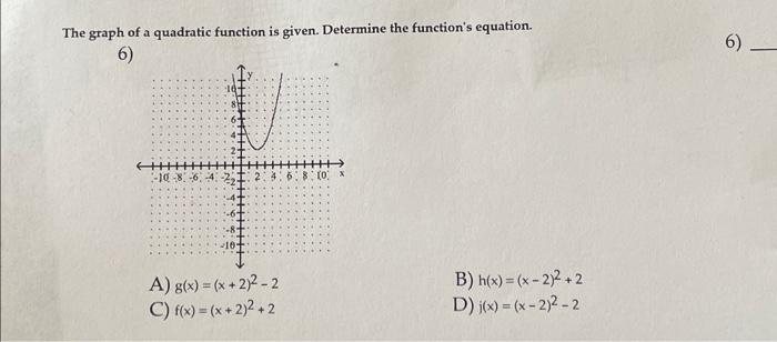 Solved The graph of a quadratic function is given. Determine | Chegg.com
