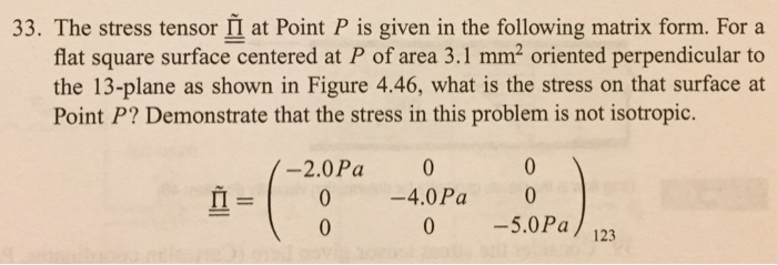 33. The stress tensor I at Point P is given in the | Chegg.com