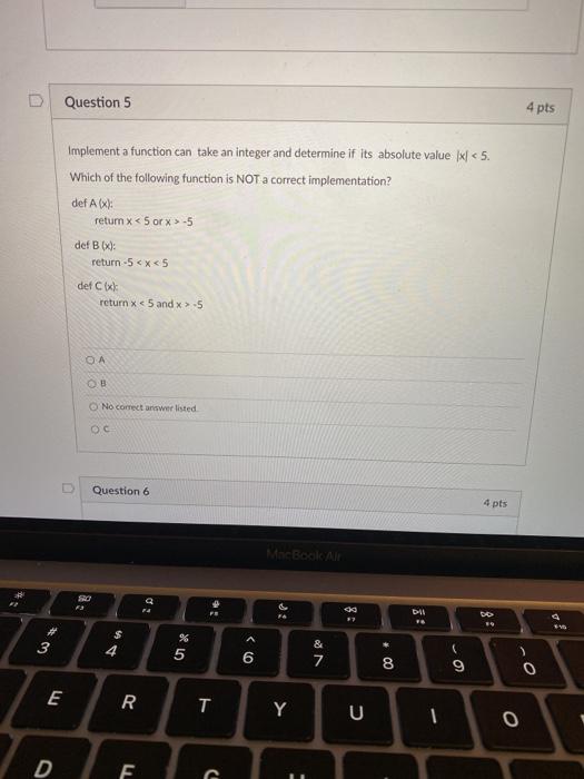 Solved D Question 5 4 pts Implement a function can take an | Chegg.com