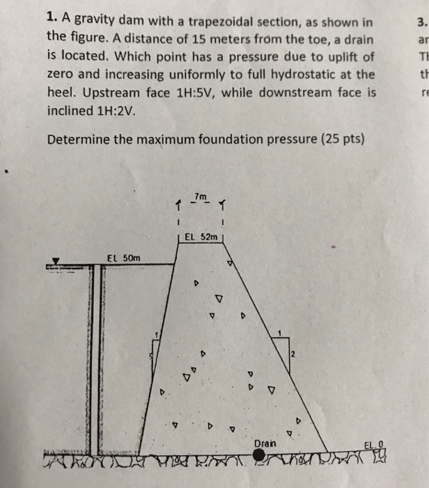 Answered: 1. A gravity dam with a trapezoidal section, as s