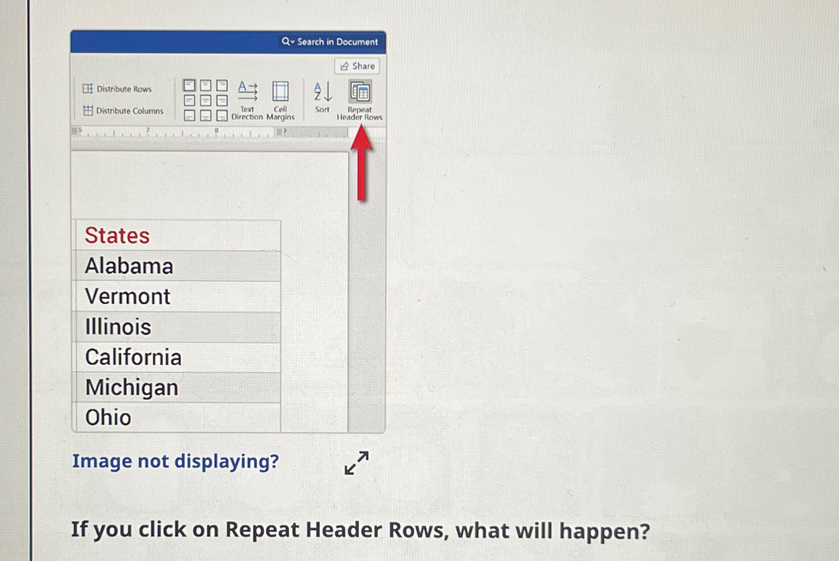 Solved Image not displaying?If you click on Repeat Header | Chegg.com