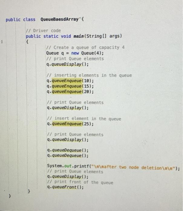 Solved Q3. Write a program that implements an Array-based | Chegg.com